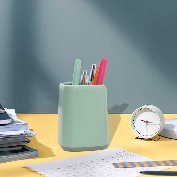 Pencil Holder, Pen Cup Makeup Brush Holder, Desktop Organizer Storage Case Scandinavian Design Stationery for School Home Office Supplies (Green)