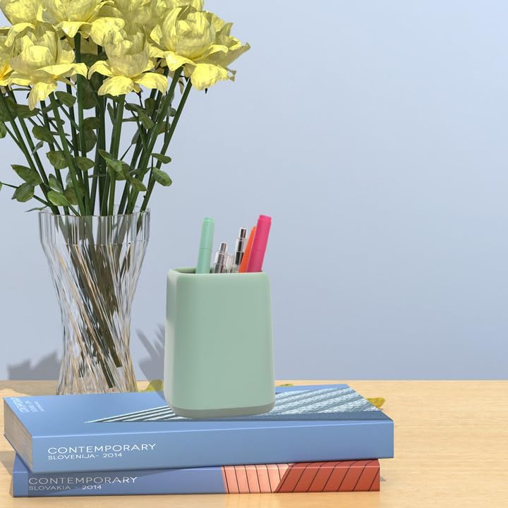 Pencil Holder, Pen Cup Makeup Brush Holder, Desktop Organizer Storage Case Scandinavian Design Stationery for School Home Office Supplies (Green)