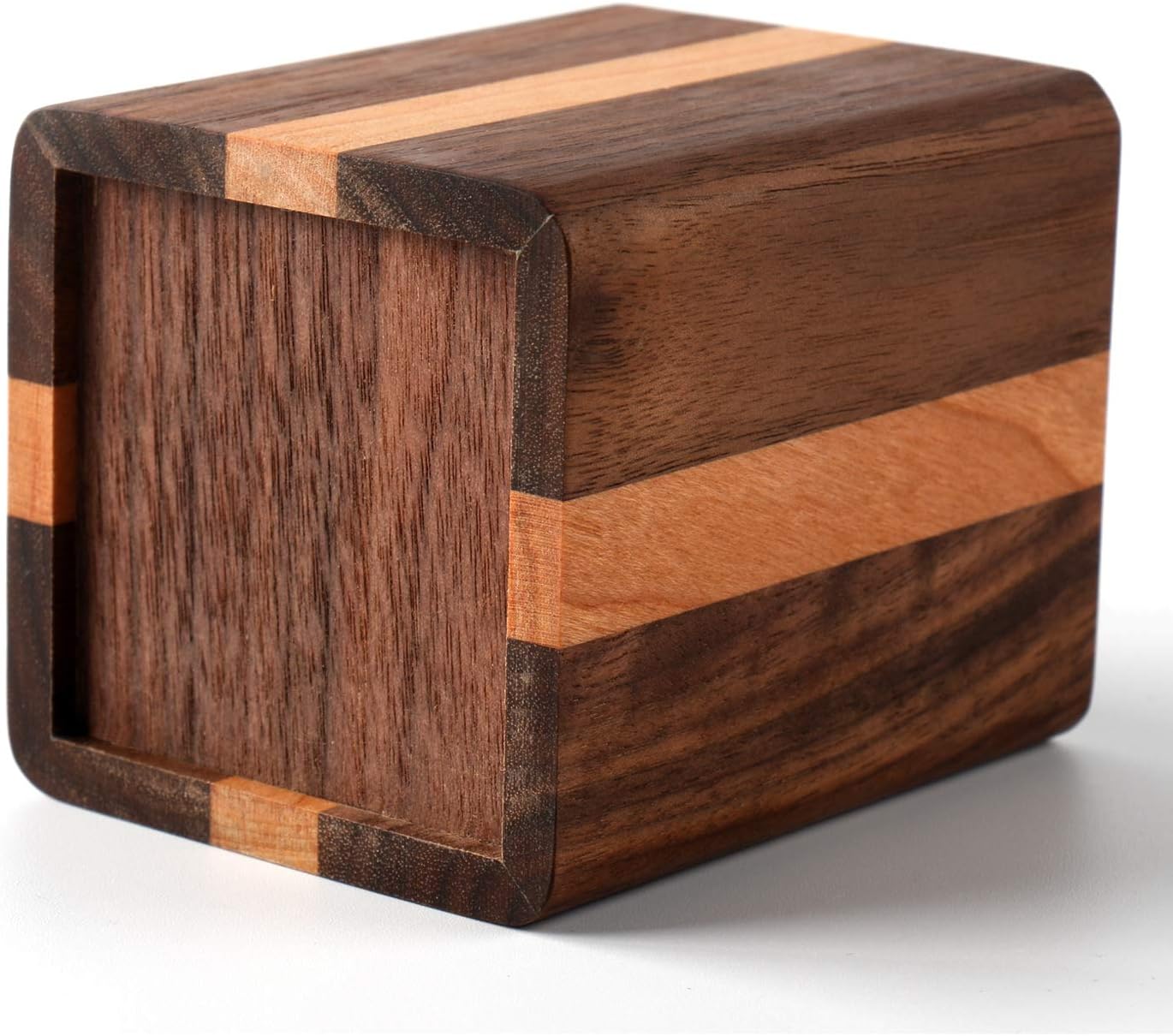 Natural Wood Desk Pen Holder Pencil Organizer Desktop Office Pencils Stand Holder Simple(Cherry center walnut side)