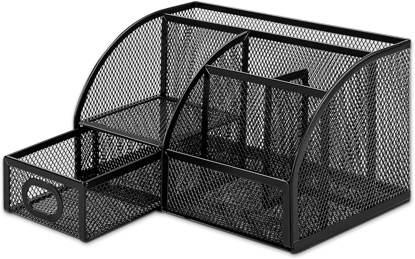 Mesh Pen Holder and Organizer, Black, 9.1" x 5.9" x 5.5''