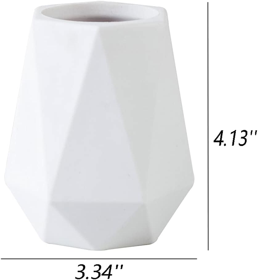 Silicone Pen Holder Stand for Desk Cute Geometric Desk Pencil Cup Pot Desktop Organizer Makeup Brush Holder (White)